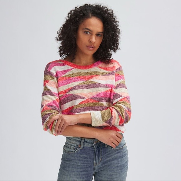 Basin and Range Diamond Pattern Crewneck Linen Sweater Size Medium - Picture 1 of 6